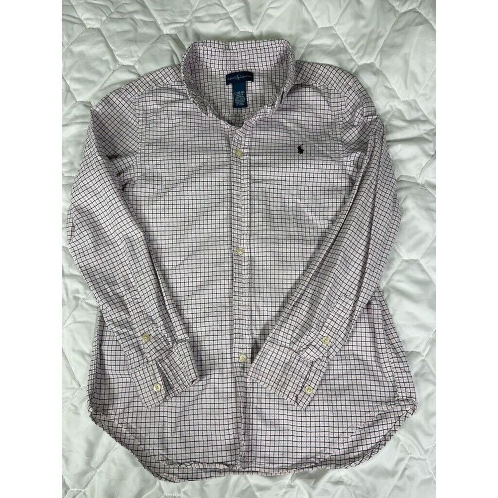 Ralph Lauren Mens Button-Down Shirt Pink Black White Checked Long Sleeve Large - Picture 2 of 8